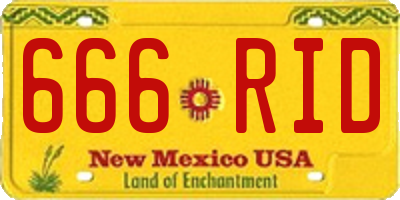 NM license plate 666RID