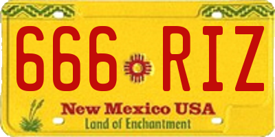 NM license plate 666RIZ