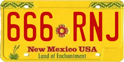NM license plate 666RNJ
