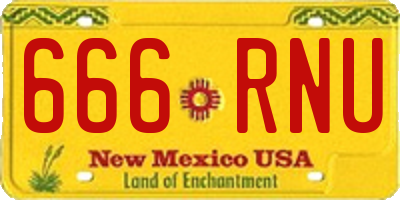 NM license plate 666RNU