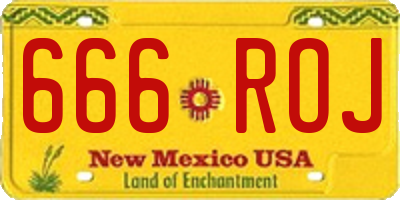 NM license plate 666ROJ