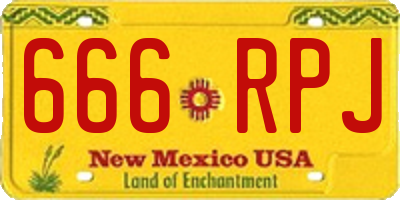NM license plate 666RPJ