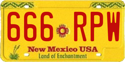 NM license plate 666RPW
