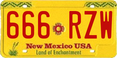 NM license plate 666RZW