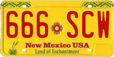 NM license plate 666SCW