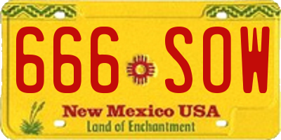 NM license plate 666SOW