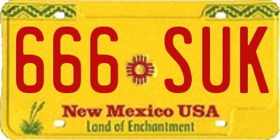 NM license plate 666SUK