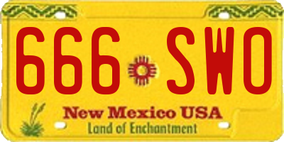 NM license plate 666SWO