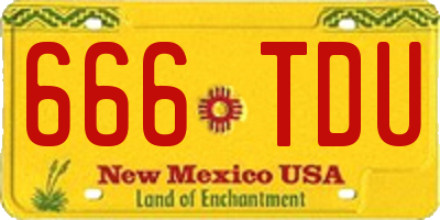 NM license plate 666TDU