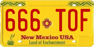 NM license plate 666TOF
