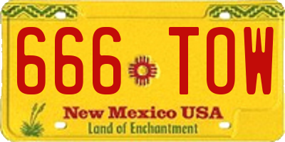 NM license plate 666TOW