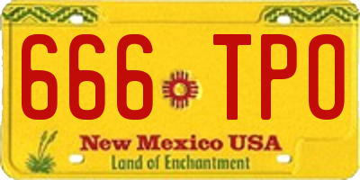 NM license plate 666TPO