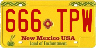 NM license plate 666TPW