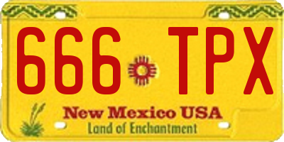 NM license plate 666TPX
