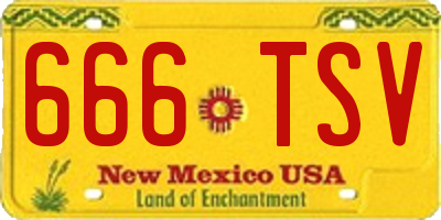 NM license plate 666TSV