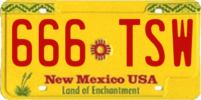 NM license plate 666TSW