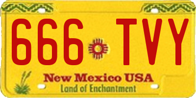 NM license plate 666TVY