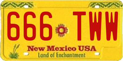 NM license plate 666TWW