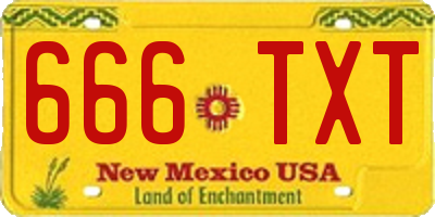 NM license plate 666TXT