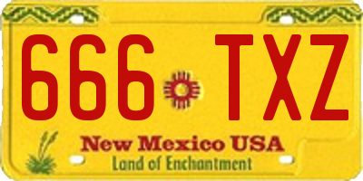 NM license plate 666TXZ