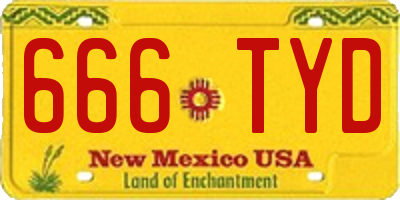 NM license plate 666TYD