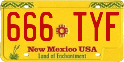 NM license plate 666TYF