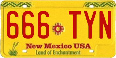 NM license plate 666TYN