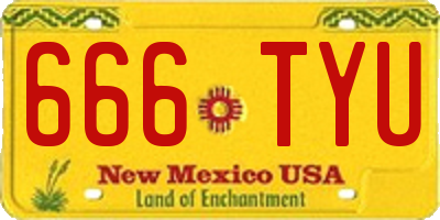 NM license plate 666TYU