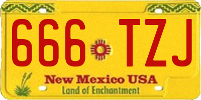 NM license plate 666TZJ