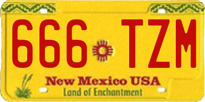 NM license plate 666TZM