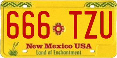 NM license plate 666TZU