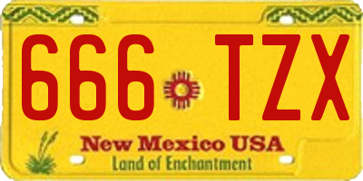 NM license plate 666TZX