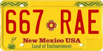 NM license plate 667RAE