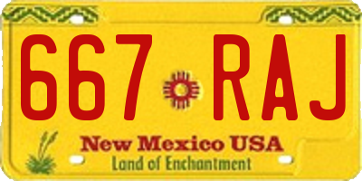 NM license plate 667RAJ