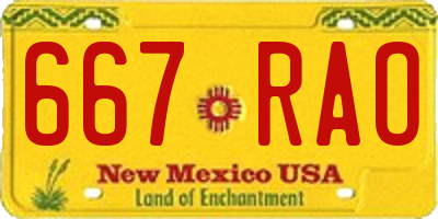 NM license plate 667RAO