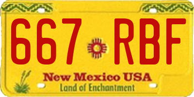 NM license plate 667RBF