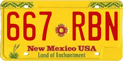 NM license plate 667RBN