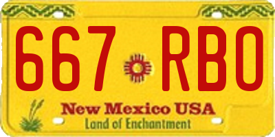 NM license plate 667RBO