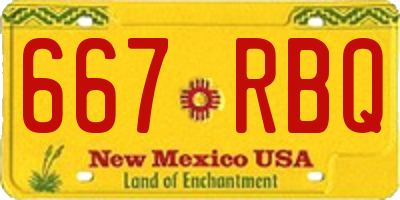 NM license plate 667RBQ