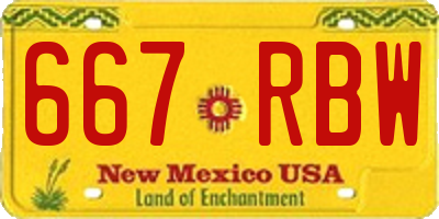 NM license plate 667RBW