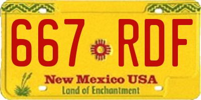NM license plate 667RDF