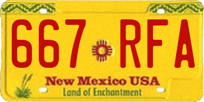 NM license plate 667RFA