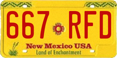 NM license plate 667RFD