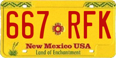 NM license plate 667RFK