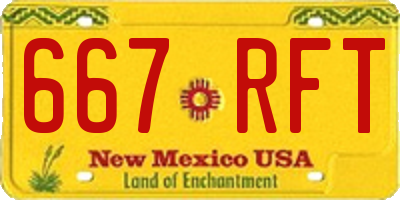 NM license plate 667RFT
