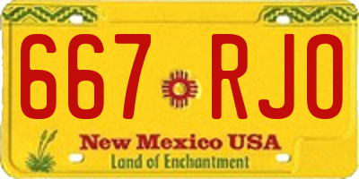 NM license plate 667RJO