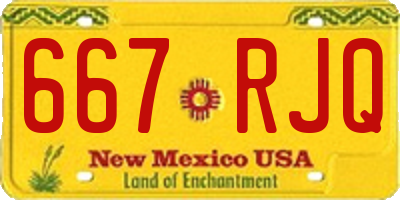 NM license plate 667RJQ