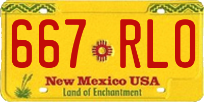 NM license plate 667RLO