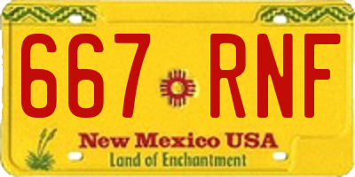NM license plate 667RNF