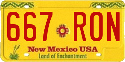 NM license plate 667RON